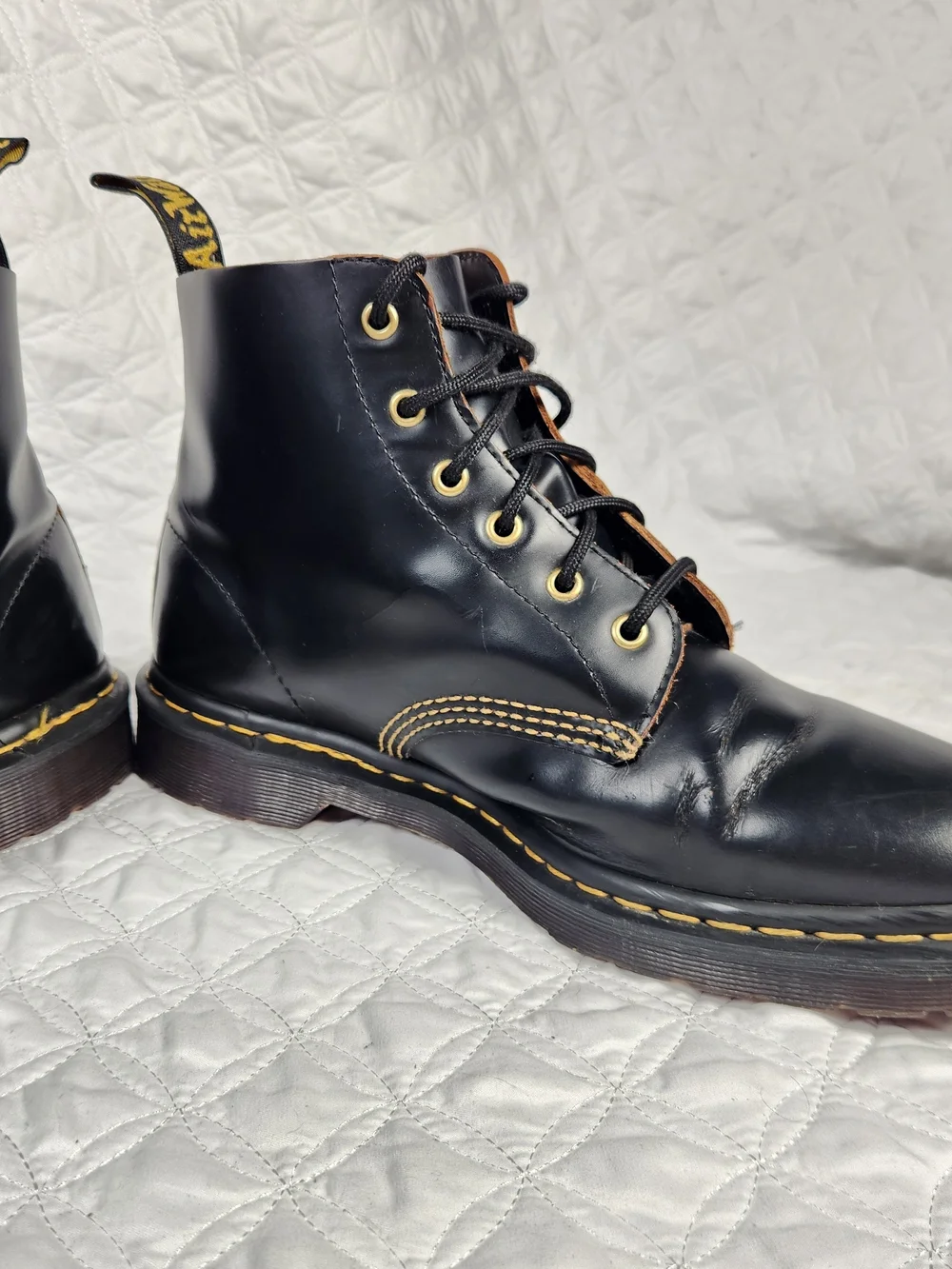 Dr. Martens 101 Arc 6-Eye Lace-Up Black Leather Boots Men's Size 11
